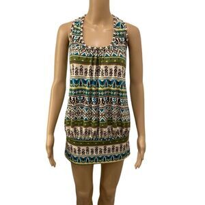 Akira Chicago Aztec Print Halter Tunic Top Multicolor Rayon Racerback Small S